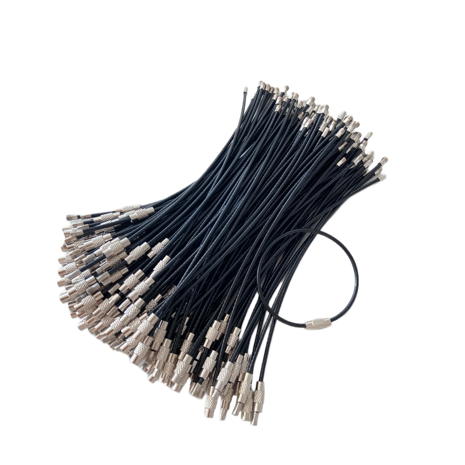 Pack (100) Wire Keychains Rings(Cable Length: 6 inches) | Stainless Steel Cab...