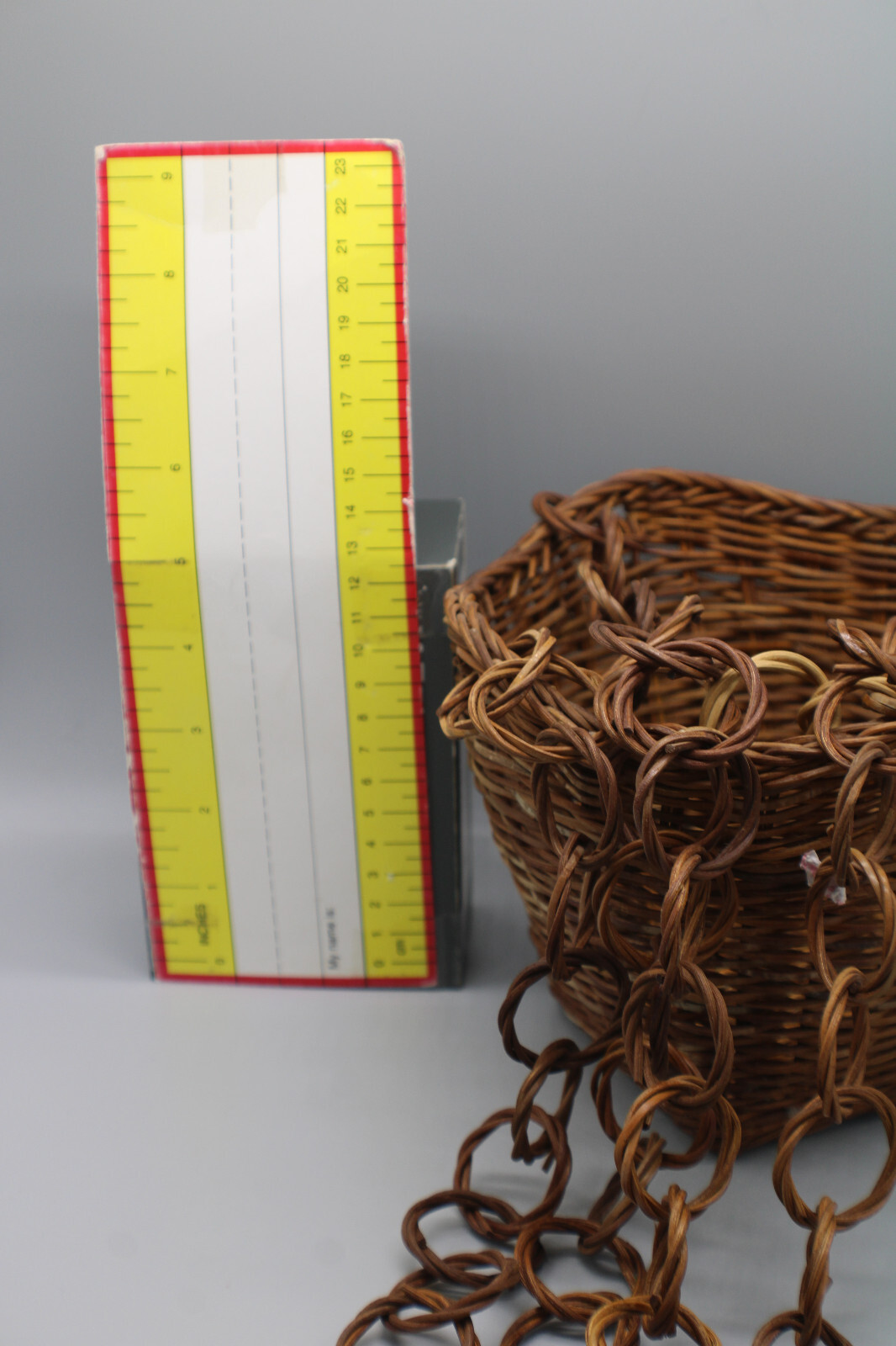 Hanging Wicker Basket with wicker interlocking hoops