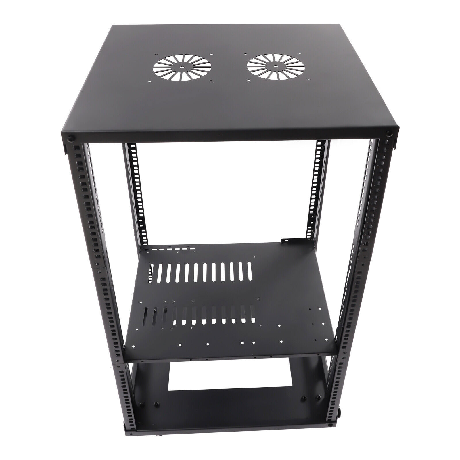 18U 4 Post Open Frame 18.5" Network Server Rack on Caters Adjustable Partition
