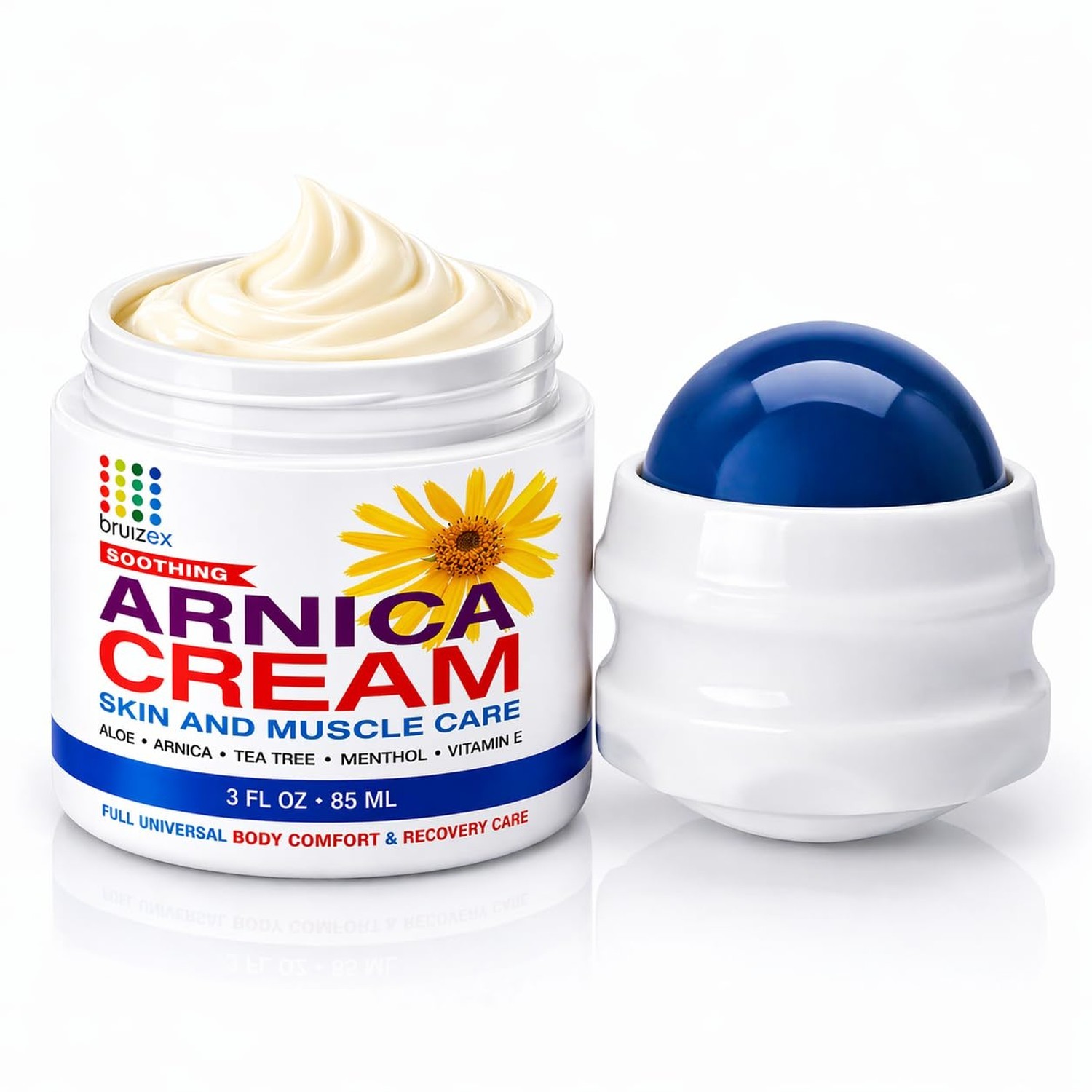Fibro Roller Lymphatic Drainage Massager Ball & Arnica Montana Pain Cream for...