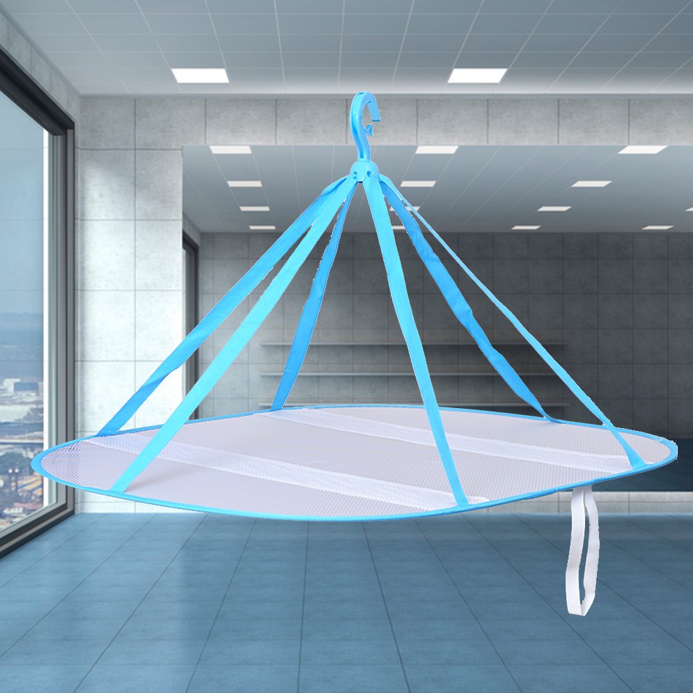 Lightweight Foldable Blue Hanging Dryer Rack Breathable Mesh Clothes Dryer