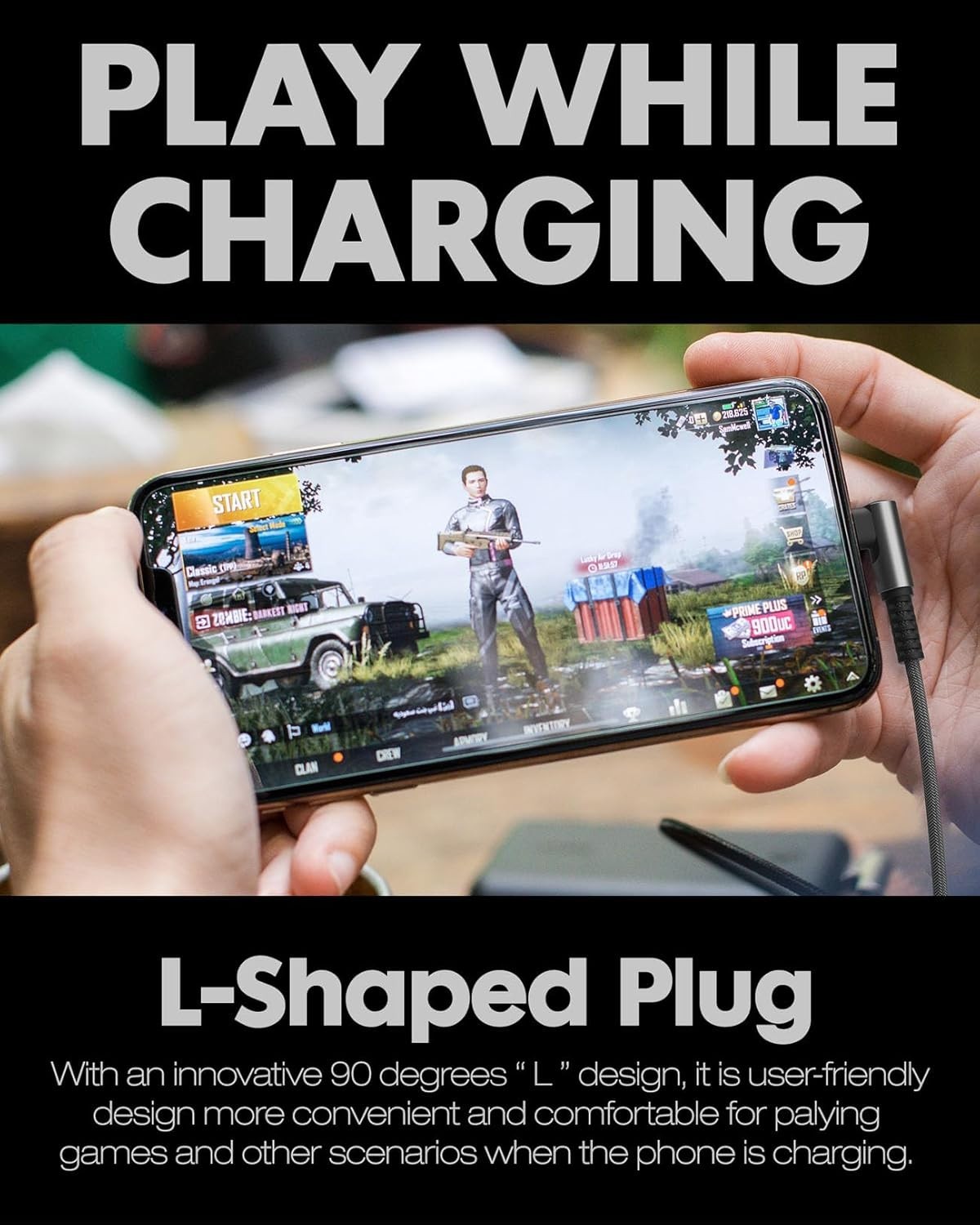 100W Fast USB C Charger Cable Right Angle, USB A/C to USB C Cable, 90 Degree