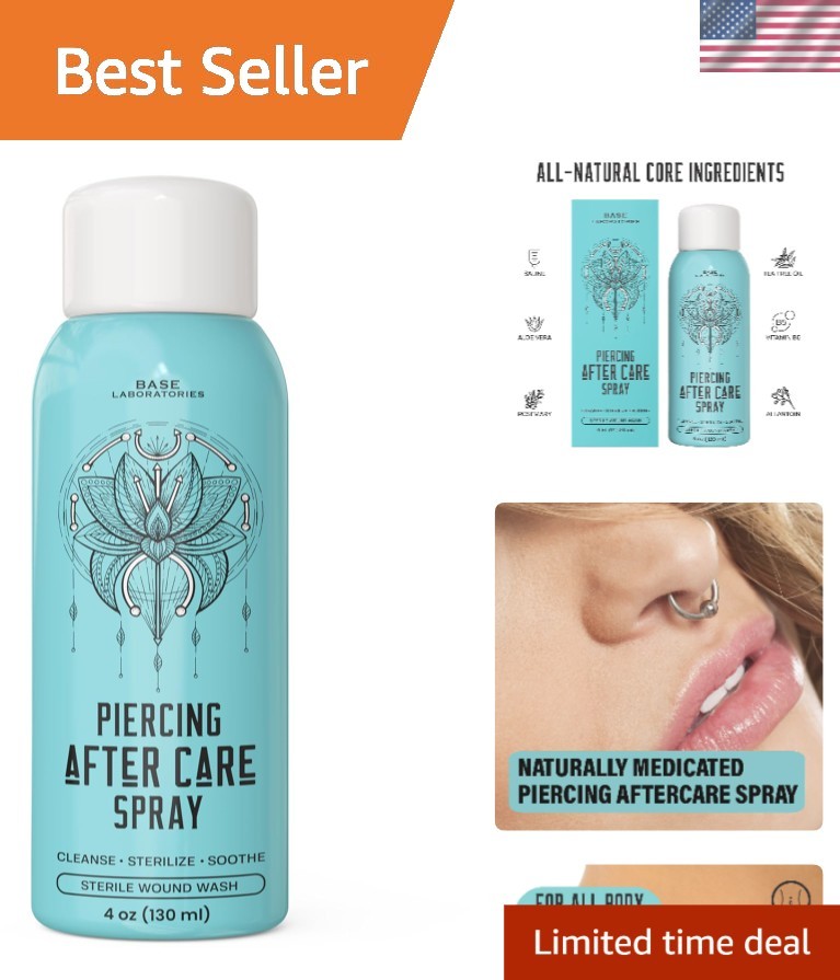 Unscented Piercing Spray with Tea Tree Oil – Fast Healing & Cleansing 4oz