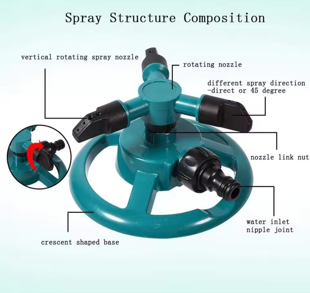 360 Degree Automatic Rotating Garden Lawn Water Sprinkler Irrigation Spray...