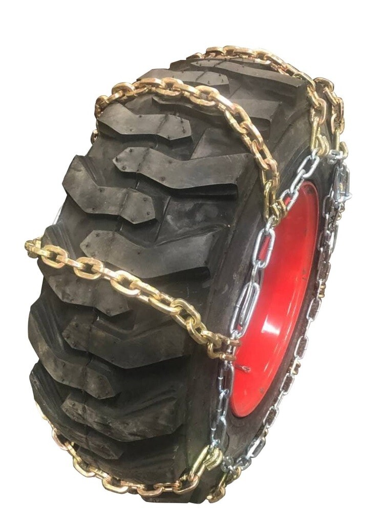 NEW (2) HEAVY DUTY SKID STEER TIRE CHAIN 10X16.5 10-16.5 8MM SQUARE LINK BOBCAT