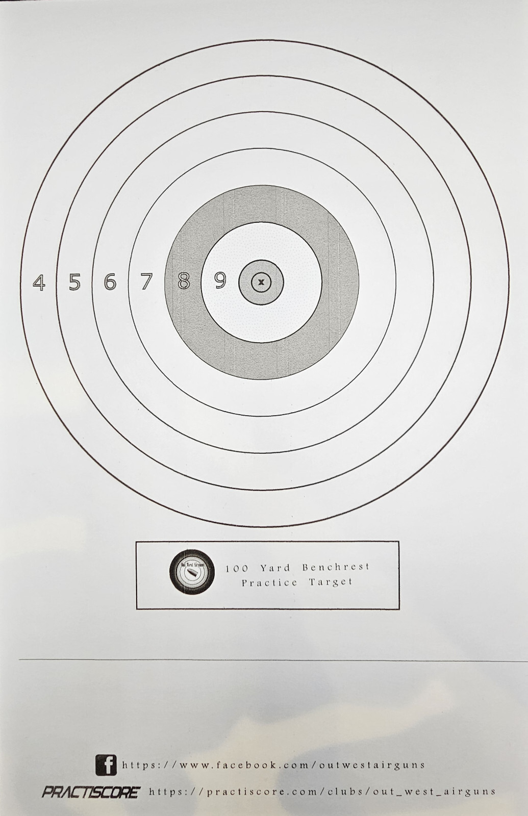 100 Yard Benchrest Airgun Practice Target as seen at RMAC, EBR, NAC, PAC