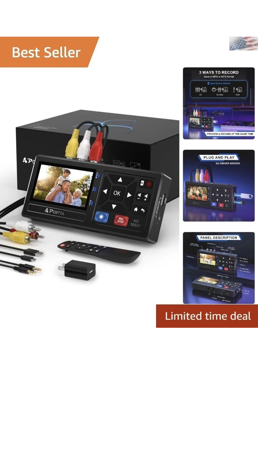 VHS to Digital Converter, Video to Digital Recorder with Remote, Compatible w...