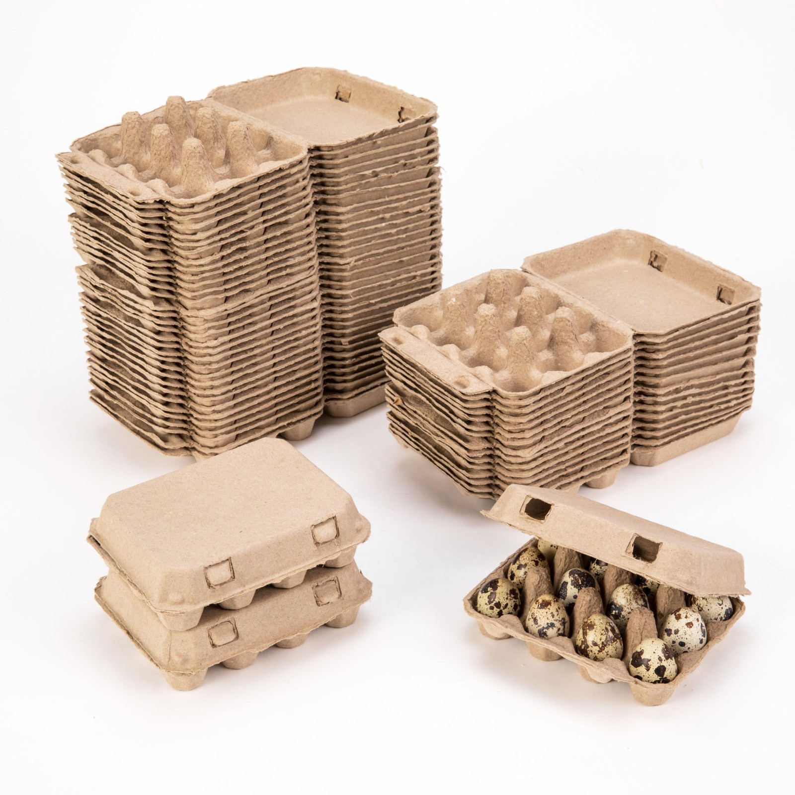 50 Pack Quail Egg Cartons, 3x4 Style Paper Pulp Quail Egg Trays, Sturdy & Reu...