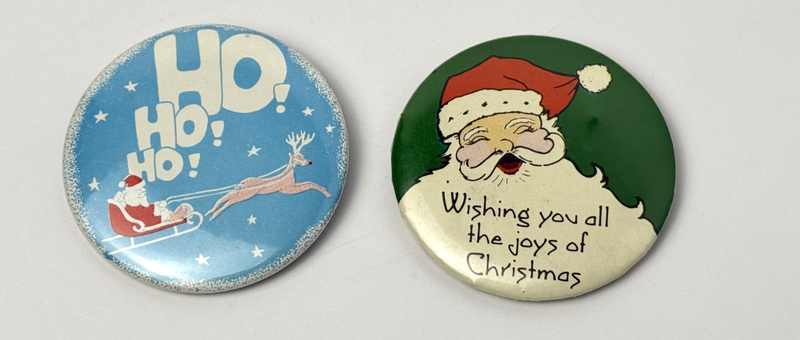 Vtg Christmas 2.25" Pins One Marked 1980 Russ Berrie & Co NJ