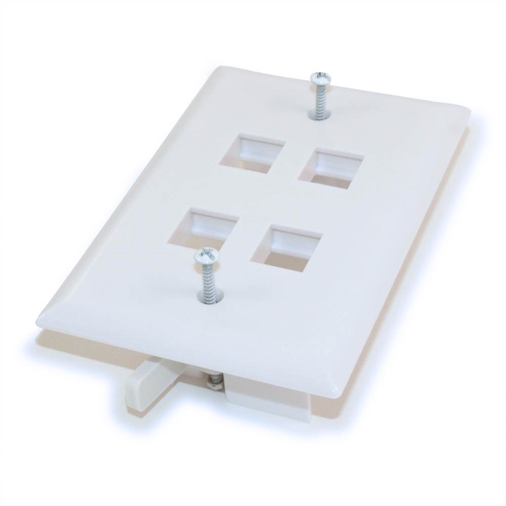 Wallplate: Keystone  4 Hole with Built-in Connector Latches  White