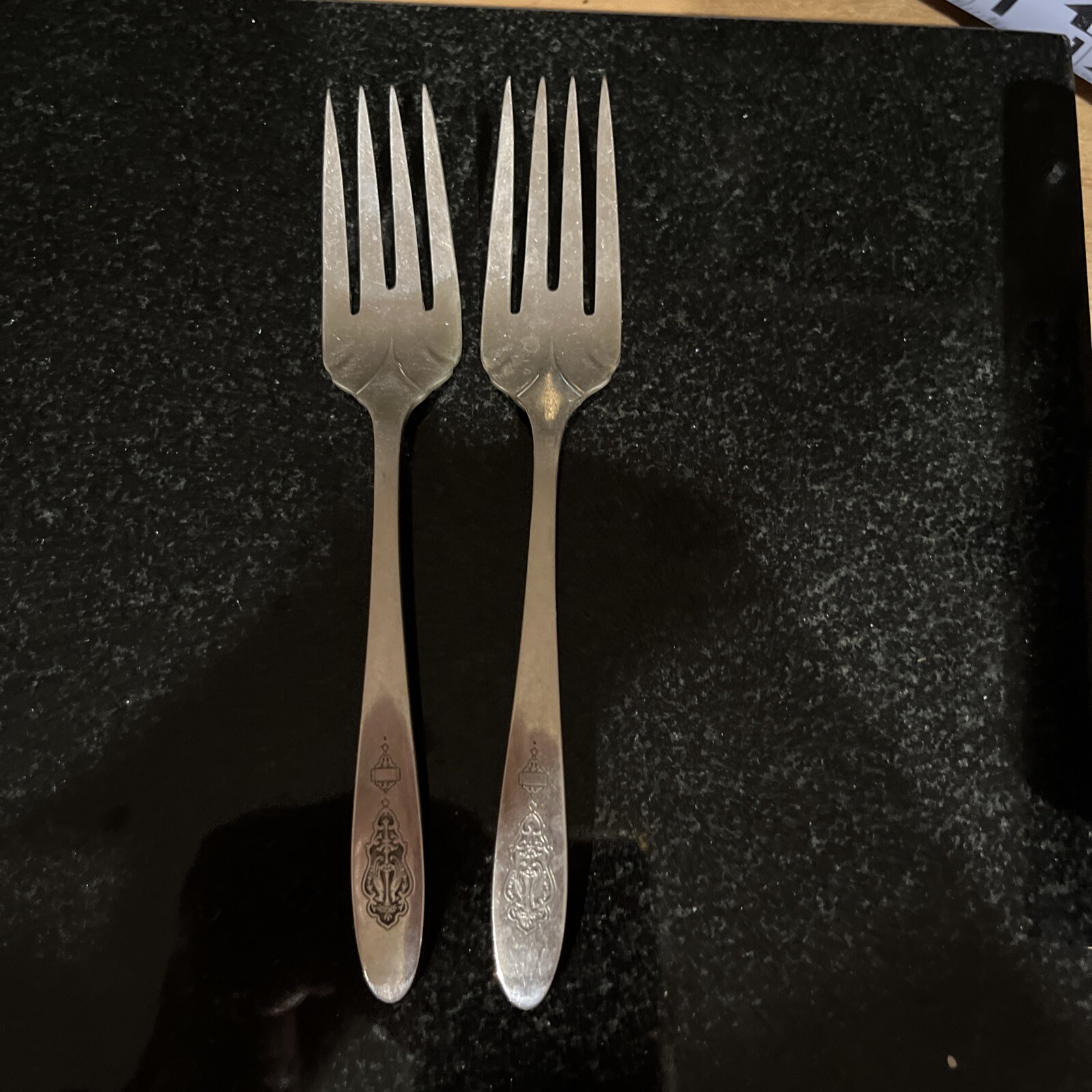 2 Salad Forks silver Community plate vintage 6 1/8”