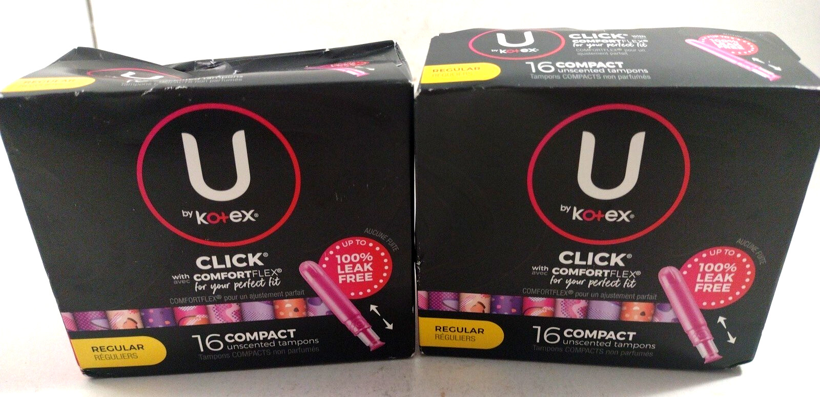 Tampons (2) U By Kotex Click Compact Tampons Regular Unscented 16 ct ea D9