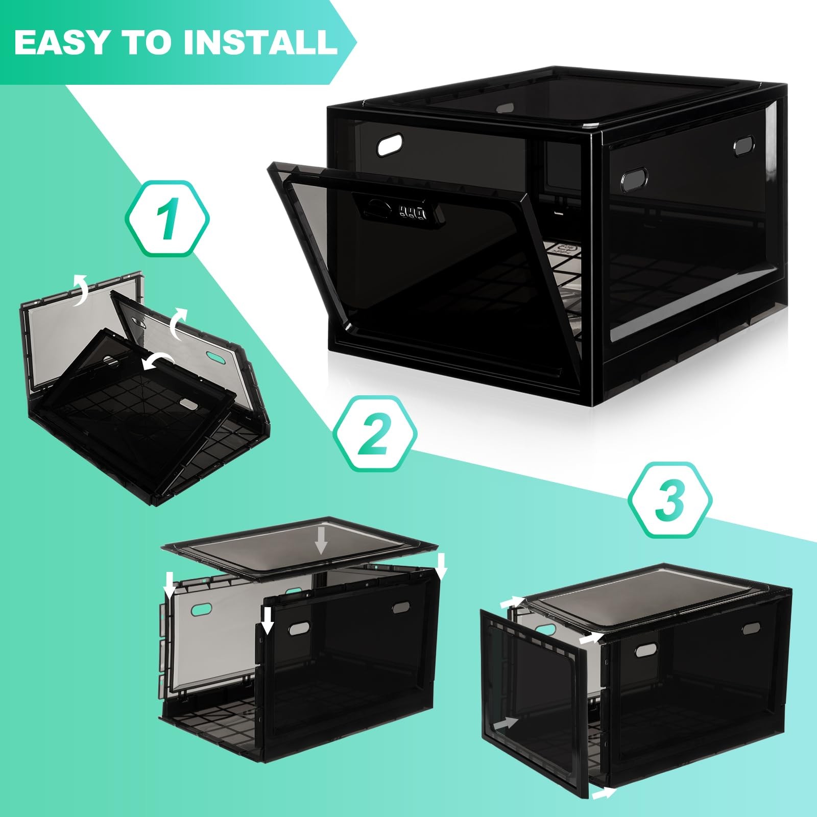 chefeggukk Medication Lock Box with Code, 12.6L Large Lockable Storage Box fo...