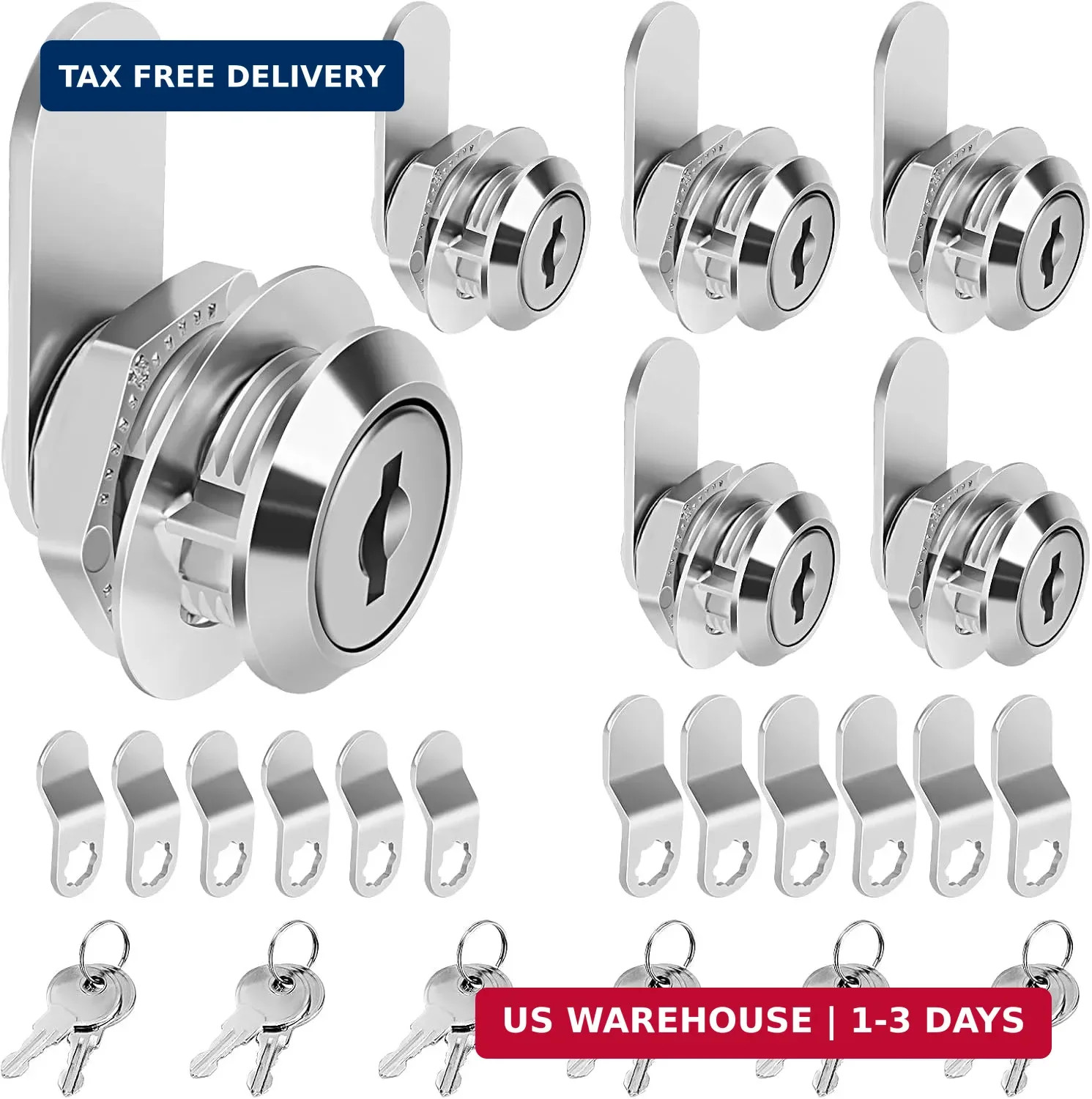 Cam Locks Cabinet Lock Keyed Alike, 5/8'' (Length) Cylinder Fits on 3/8'' Max Pa