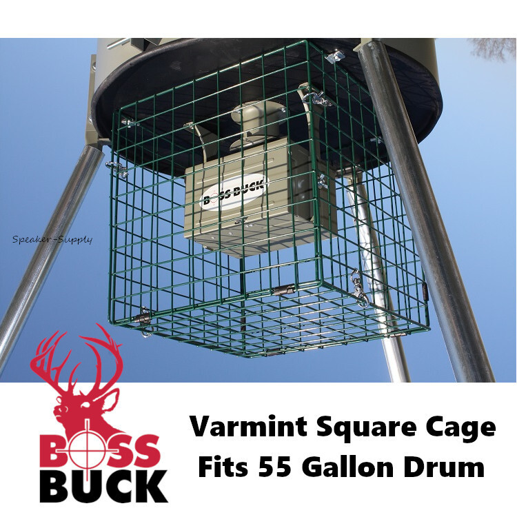 Boss Buck Varmint Racoon Square Cage Fits most 30 55 Gallon Drum Feeder BB-5.44