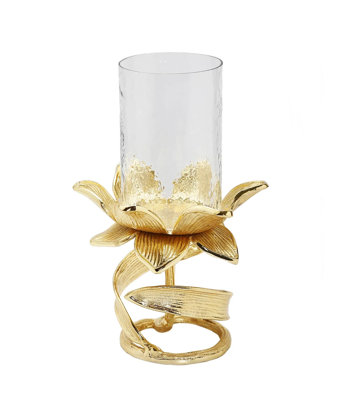 Classic Touch Hurricane with Leaf Stem, 7.5 X 12 - Gold-Tone