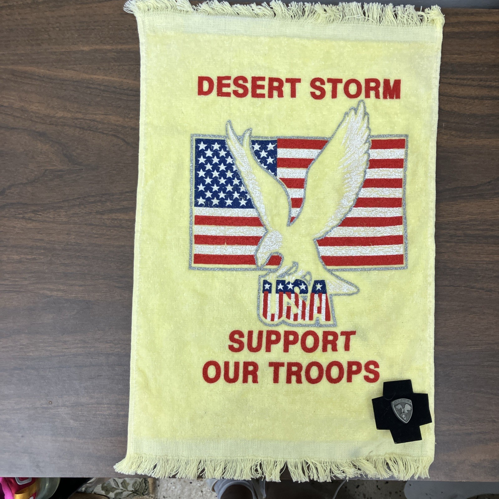 Rare - Desert Storm Support Our Armed Forces  - Vintage Hand Towel With Pin