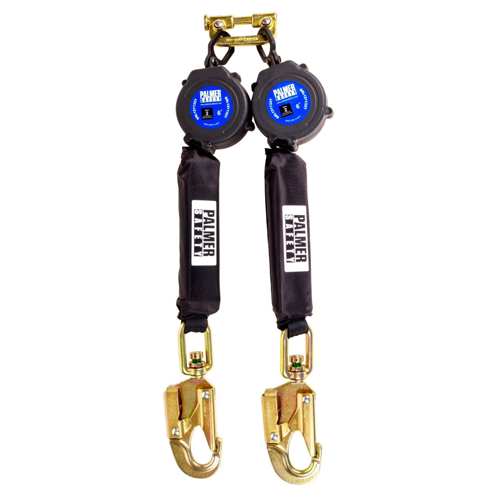 Palmer Safety SRL121132T Class 2 Twin SRL 6ft Lightweight Web Snap Hooks