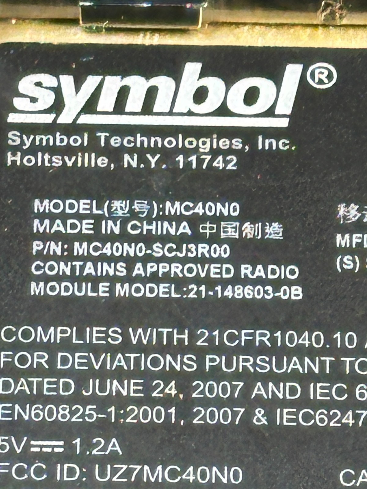 Symbol MC40 Touchscreen Computer Barcode Scanner Unit Only!!!