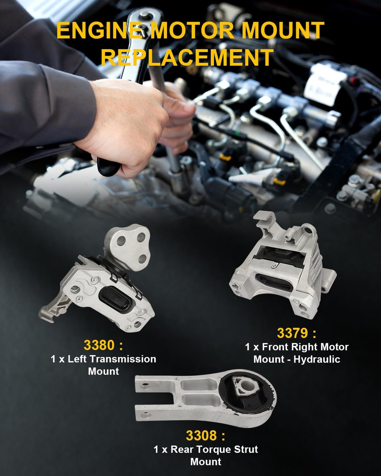 OCPTY 3PCS Engine Motor Mount and Transmission Mount Set [Automatic Transmiss...