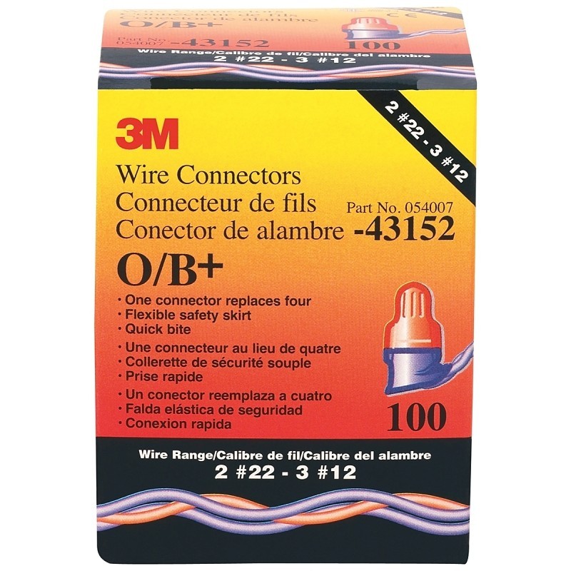 3M Performance Plus O/B Wire Connector, 22 to 12 AWG Wire, Steel Contact, Blue/O