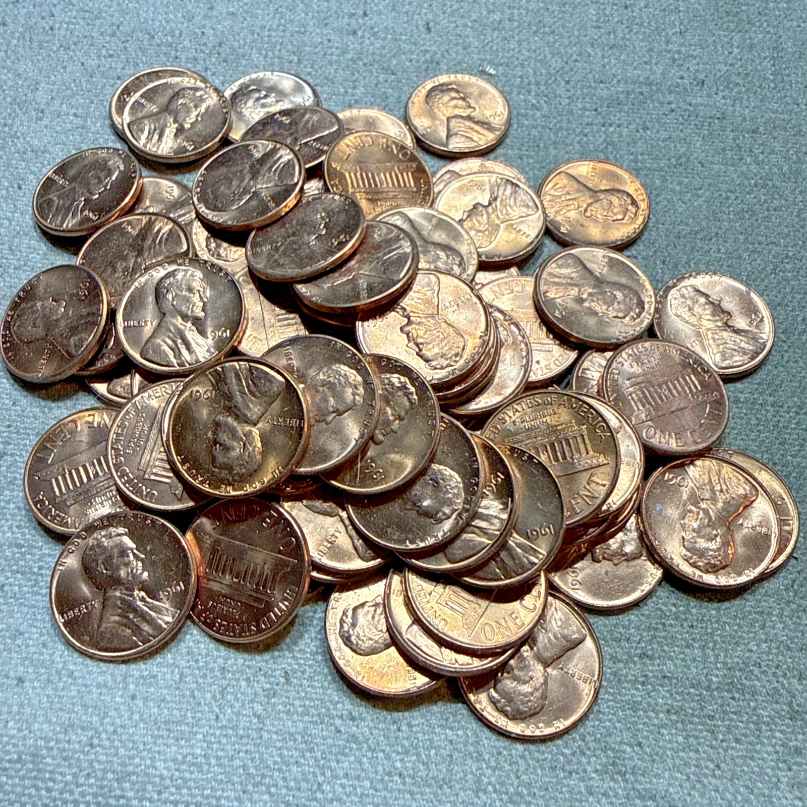 Two 1961 Lincoln Memorial Cent Unc Two MS BU Rolls Uncirculated RED