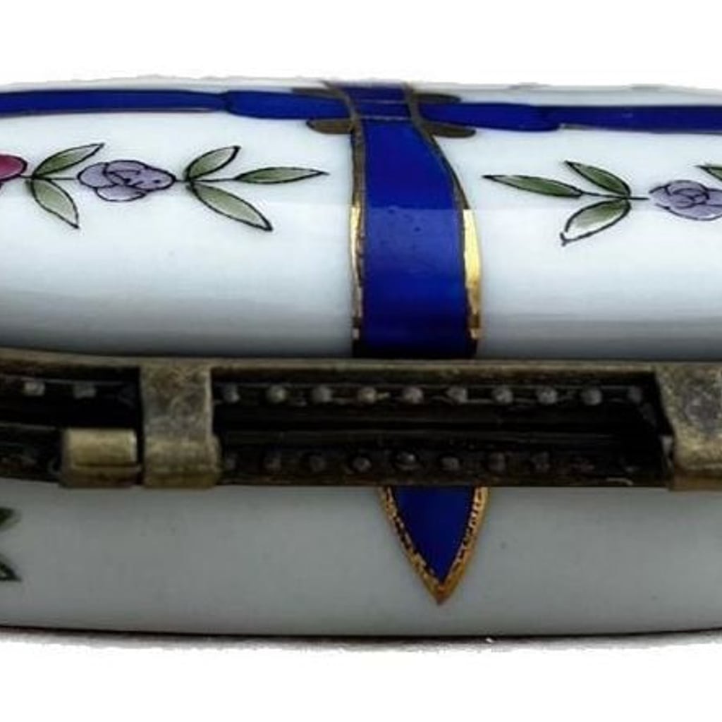 Vintage CBK LTD. Brass Hinged Porcelain Trinket Box