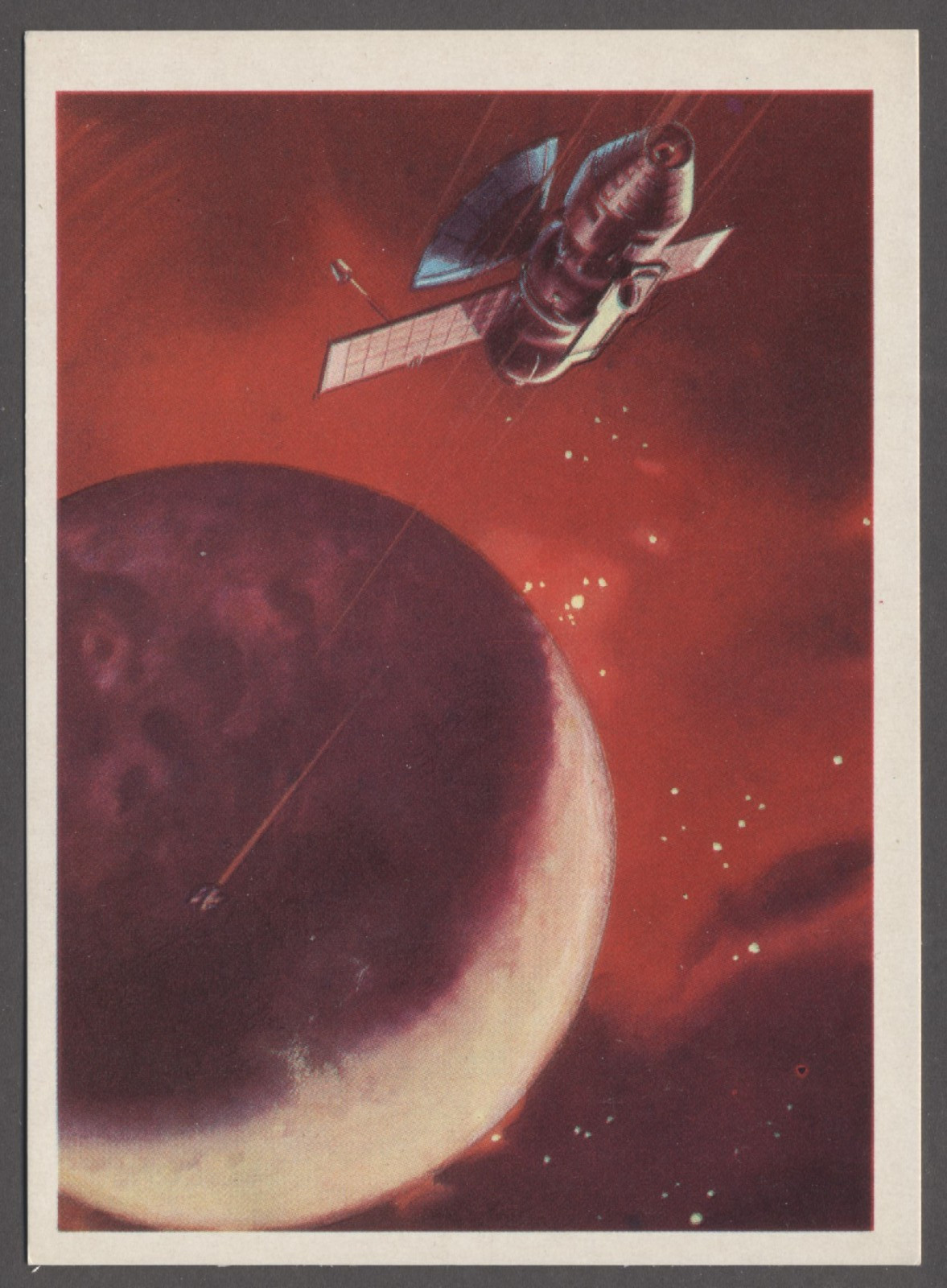 1971 Venus 5 , 6 , 7 Automatic Space Stations near Venus Art vintage postcard