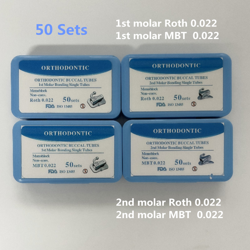 50 Sets Dental Orthodontic Buccal Tube 1st 2nd Molar Tube Roth MBT 022 Monoblock