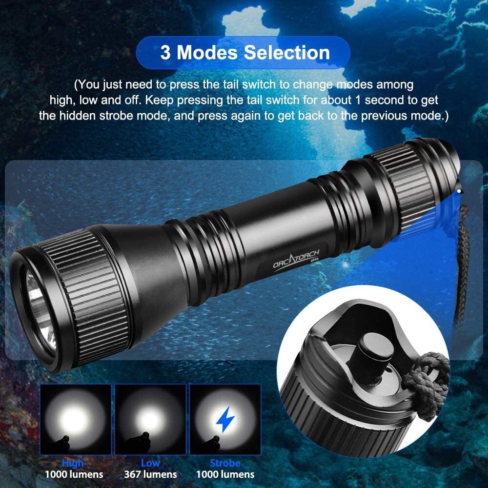 Scuba Dive Light for Cave Dive Cavern Underwater Photo Compact Night Dive Torch