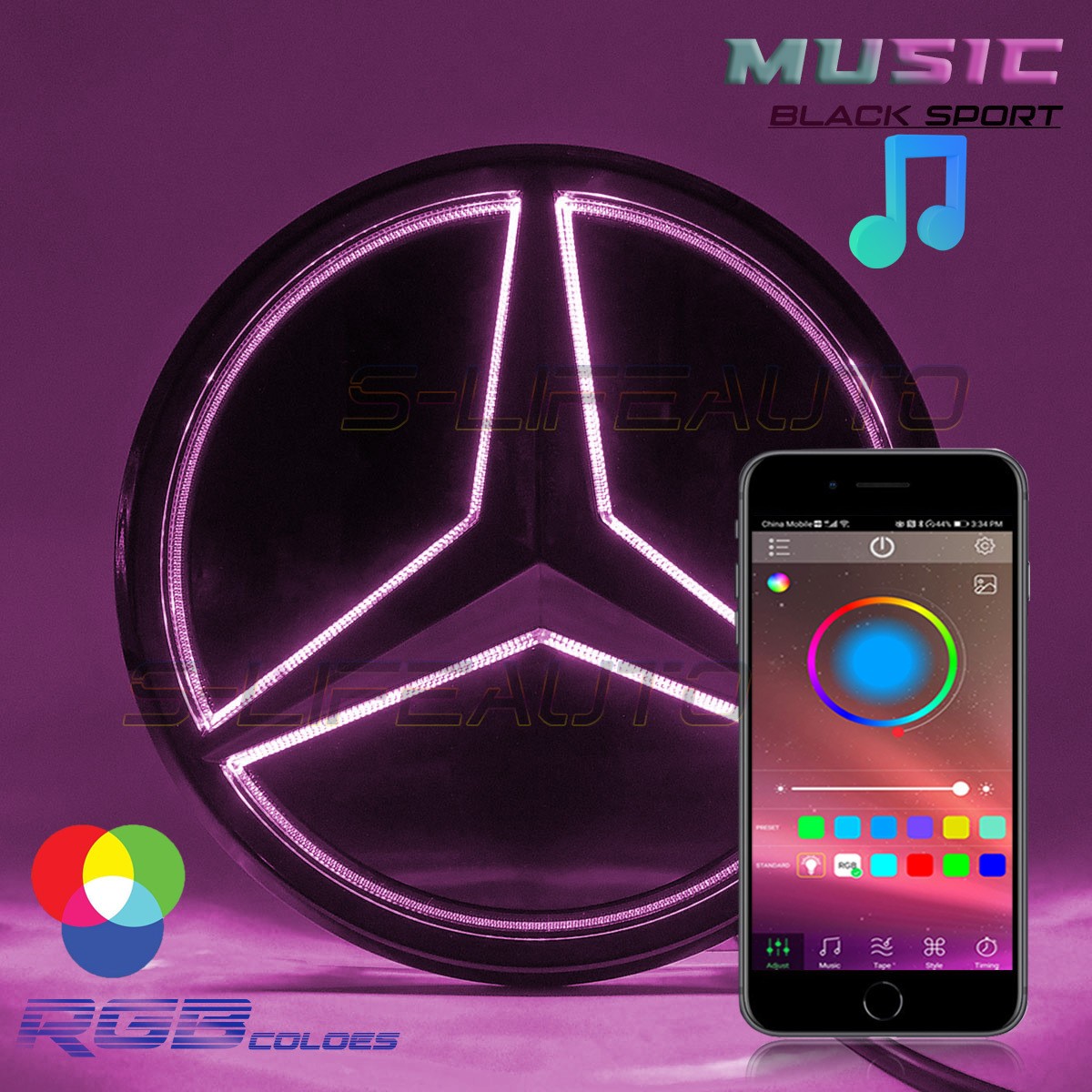 2019-21 Led Star Logo Emblem Light For Mercedes-Benz C CLA A GLB Class Colorful