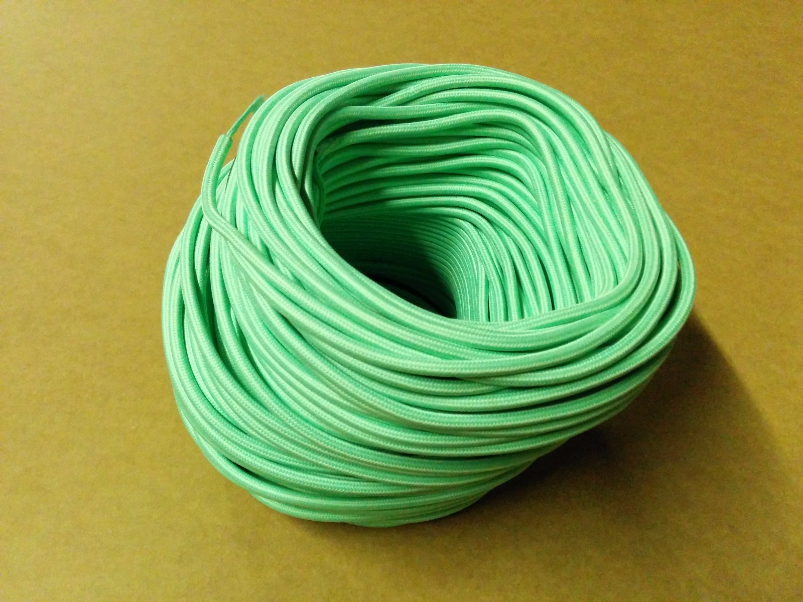 (10 ft) Vintage 2-Wire Round Cloth Covered Wire Antique Lamp Cord Mint Sea Green