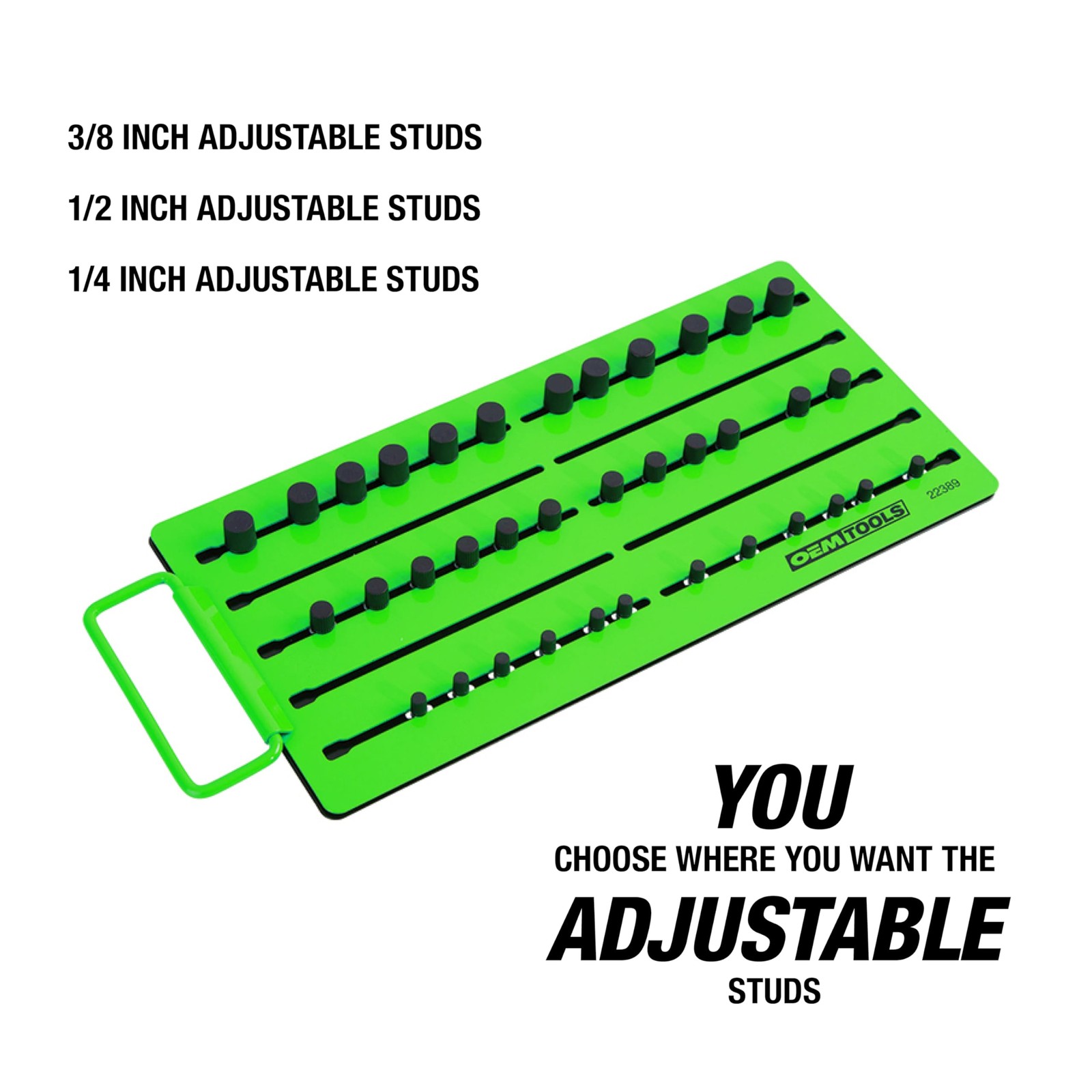 Magnetic Socket Organizer Tray Portable Green 5 Row Drive Studs Tool Box