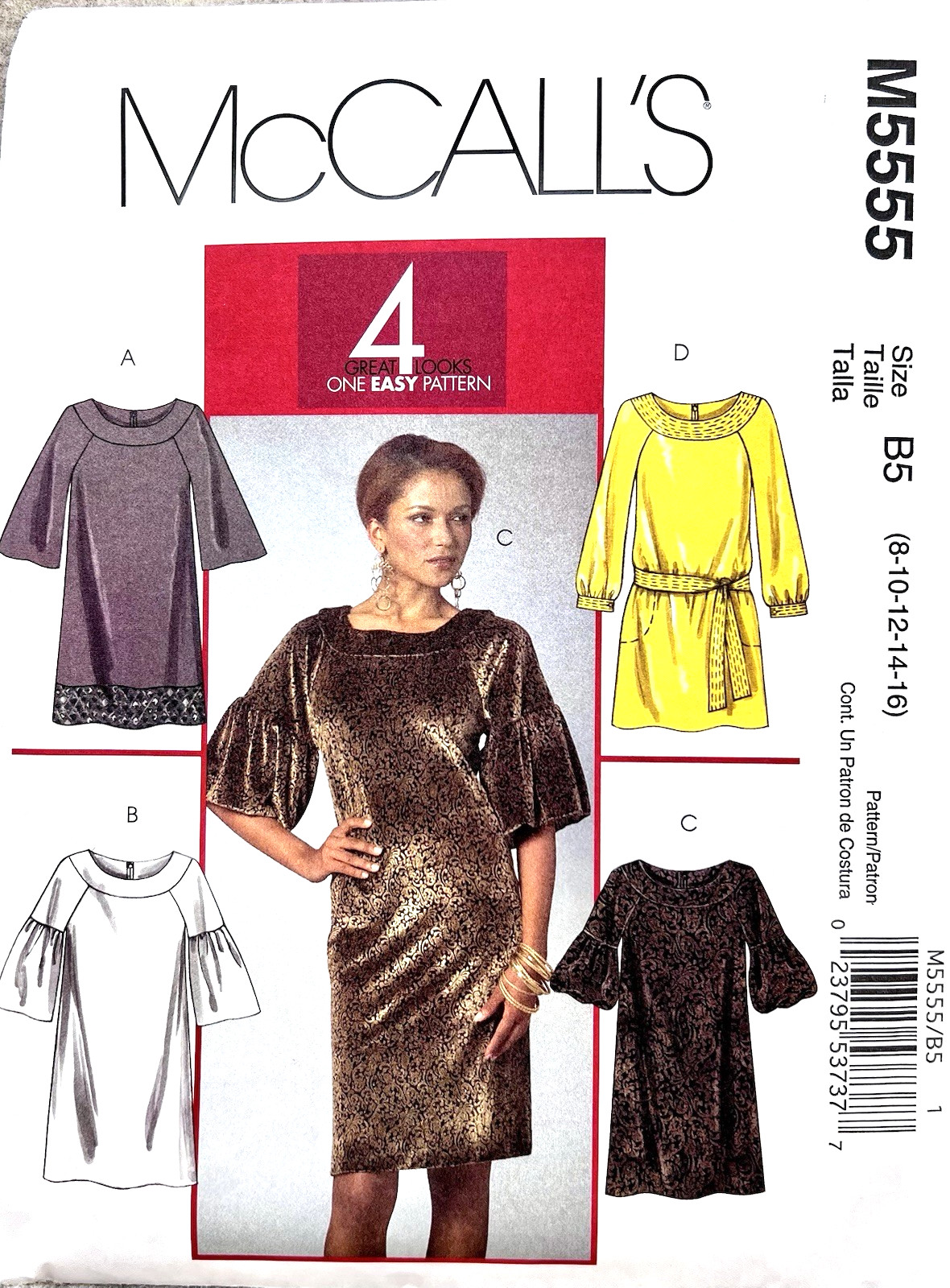 McCalls Sewing Pattern M5555, 4 Looks, 1 Pattern Size B5 8-16 Uncut