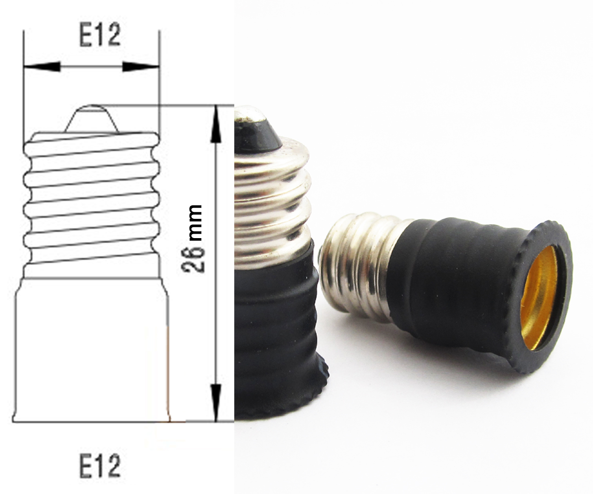 50pcs E12 Male to E12 Female Base LED Light Bulb Adapter Holder Socket Converter
