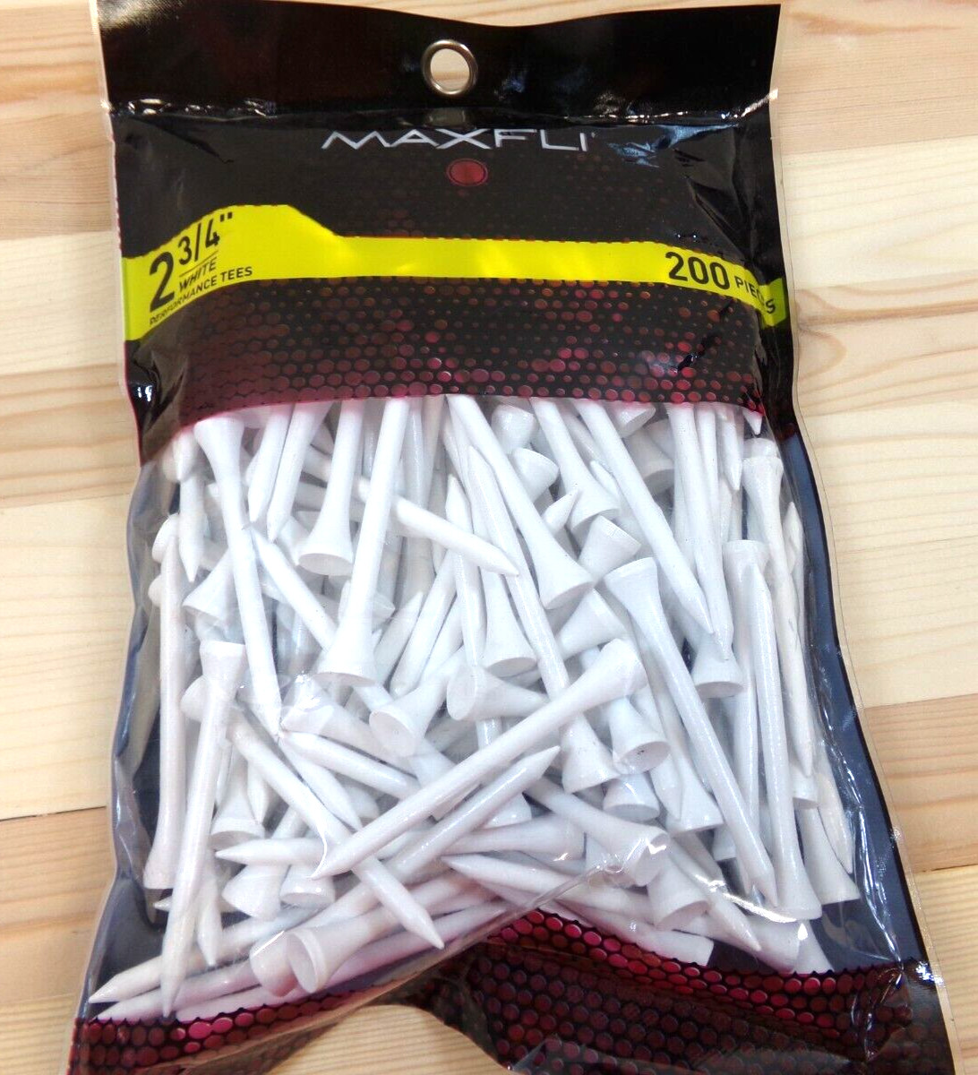 Maxfli 2 3/4" Golf Tees White 200 Pieces New in Bag