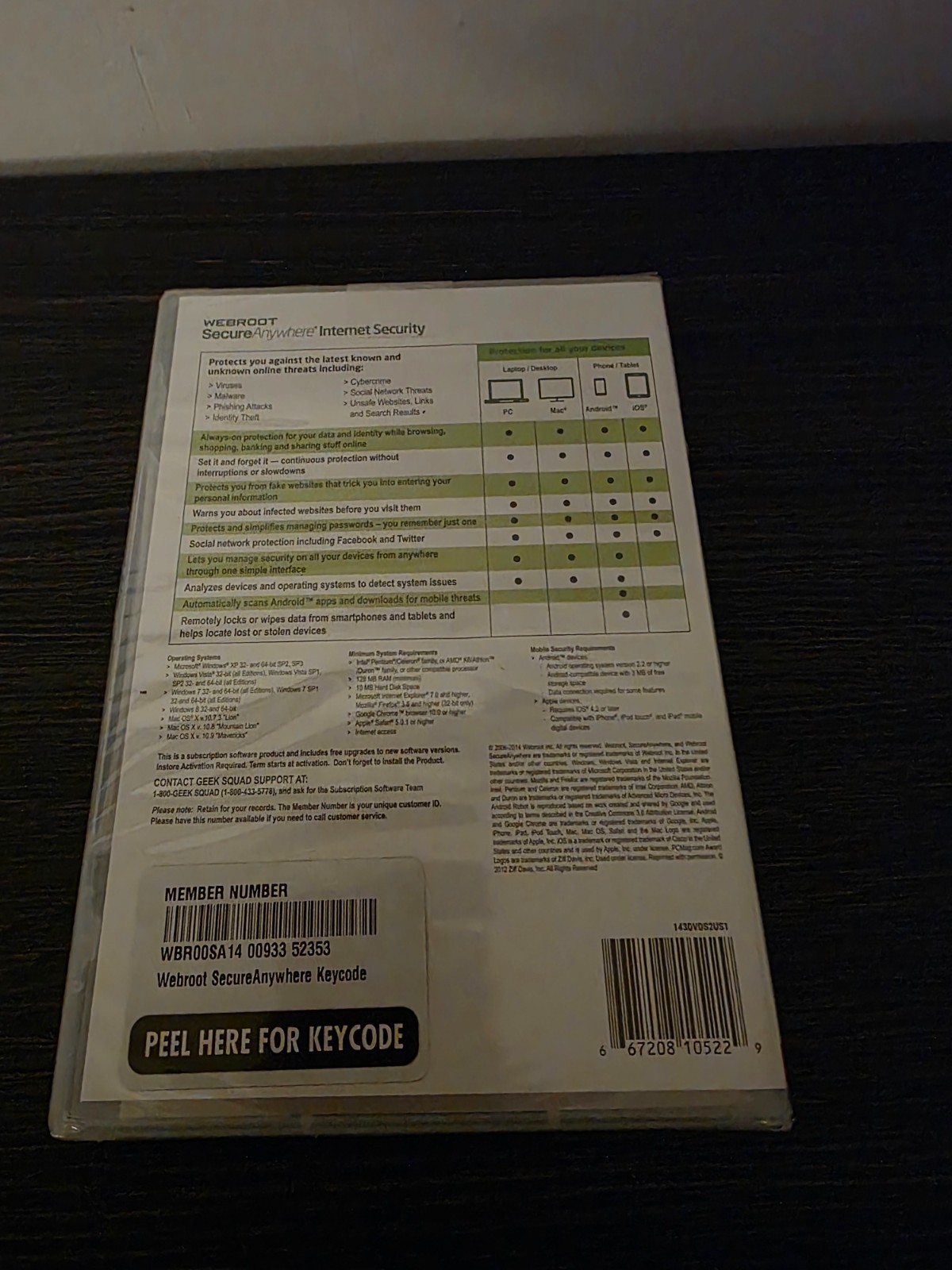 Webroot Secure Anywhere® Internet Security Plus (3 Devices) Factory Sealed