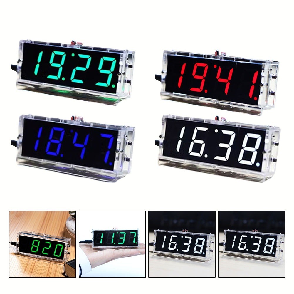 DIY Digital LED Clock Kit Practical Alarm Clock Function Hourly Time Chime 19