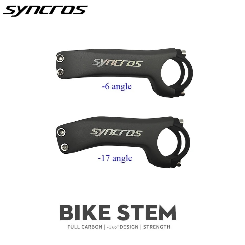 Full Carbon Road Mountain Bike Stems Angle -6/-17 Degree Handlebar Stem 31.8mm