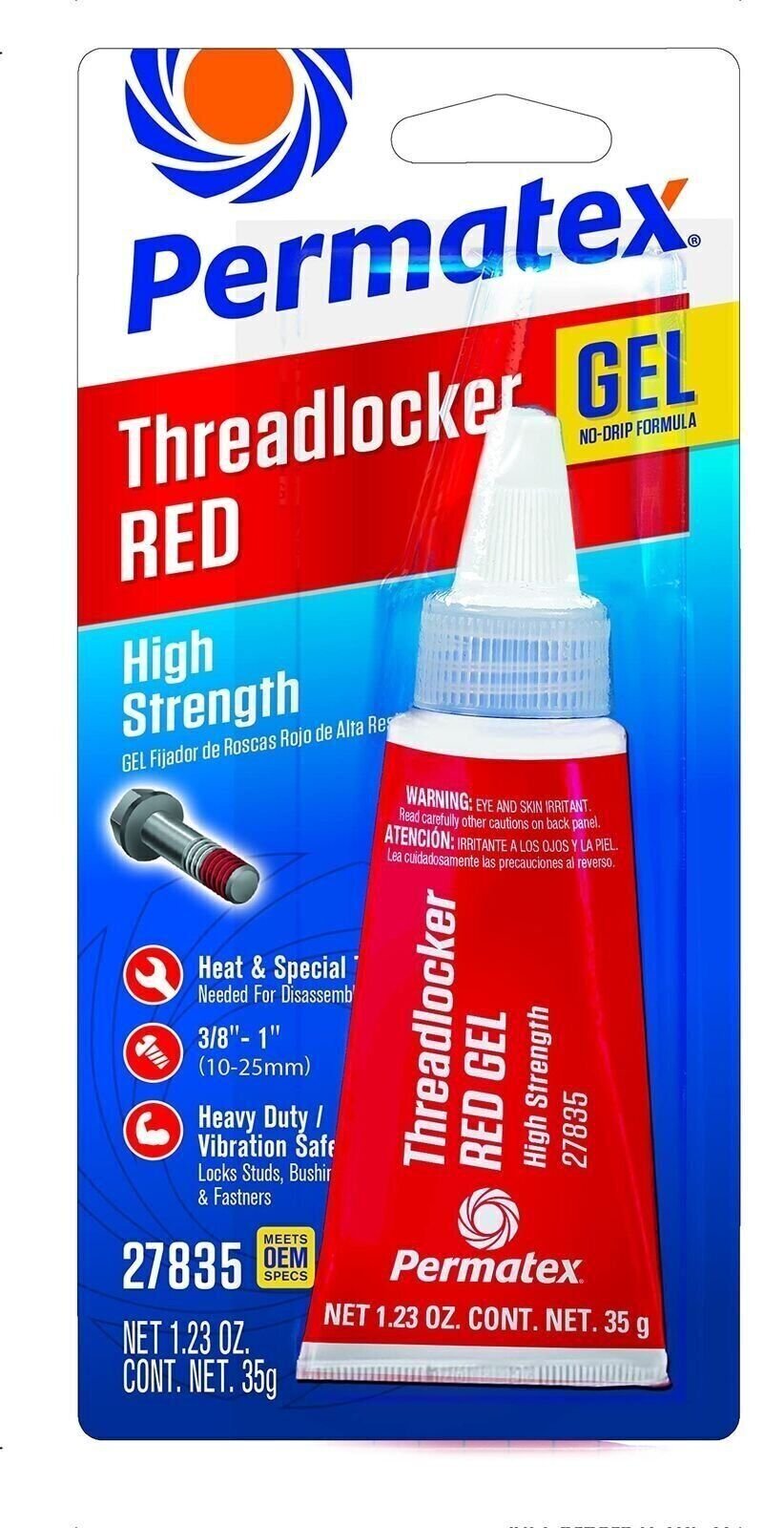 Permatex 27835 High Strength Threadlocker Red Gel, 35g