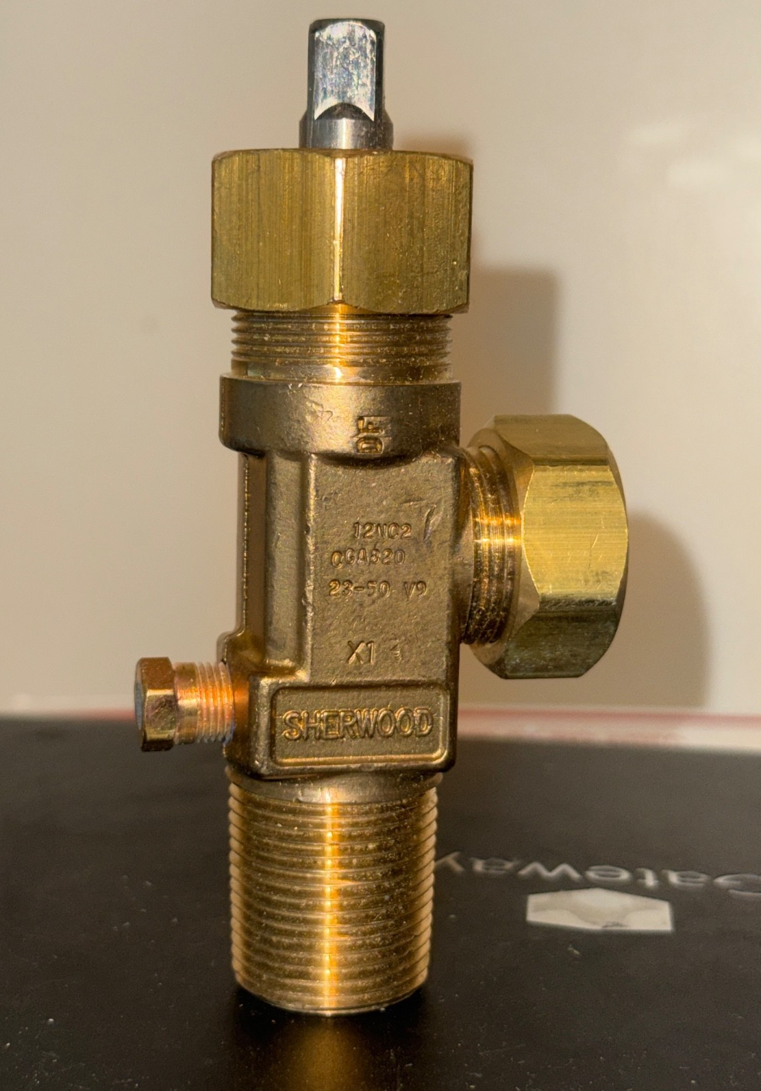 3/4 in. Sherwood Chlorine Cylinder Valve, CGA 820 Outlet