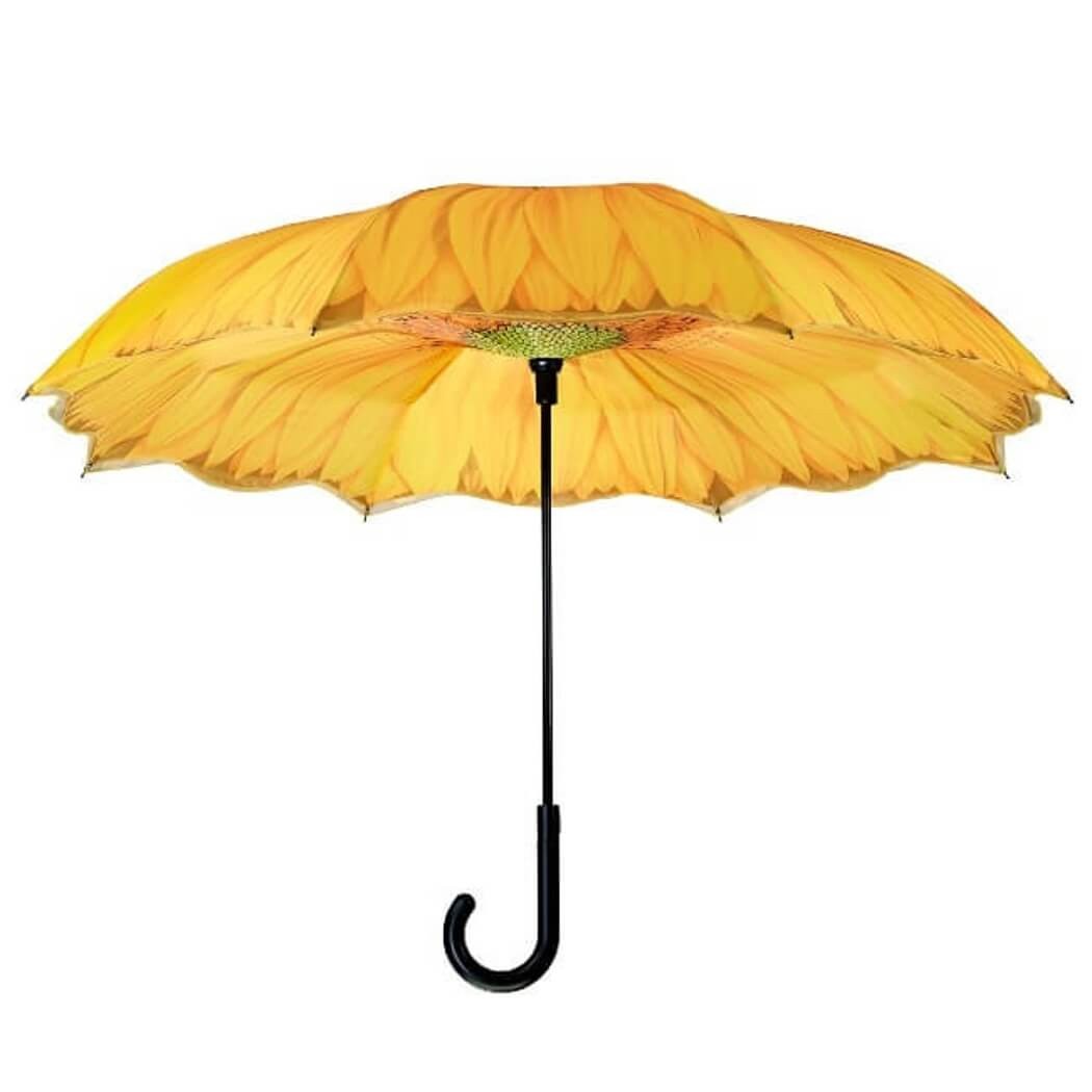 Galleria Sunflower Stick Umbrella Reverse Close, Yellow
