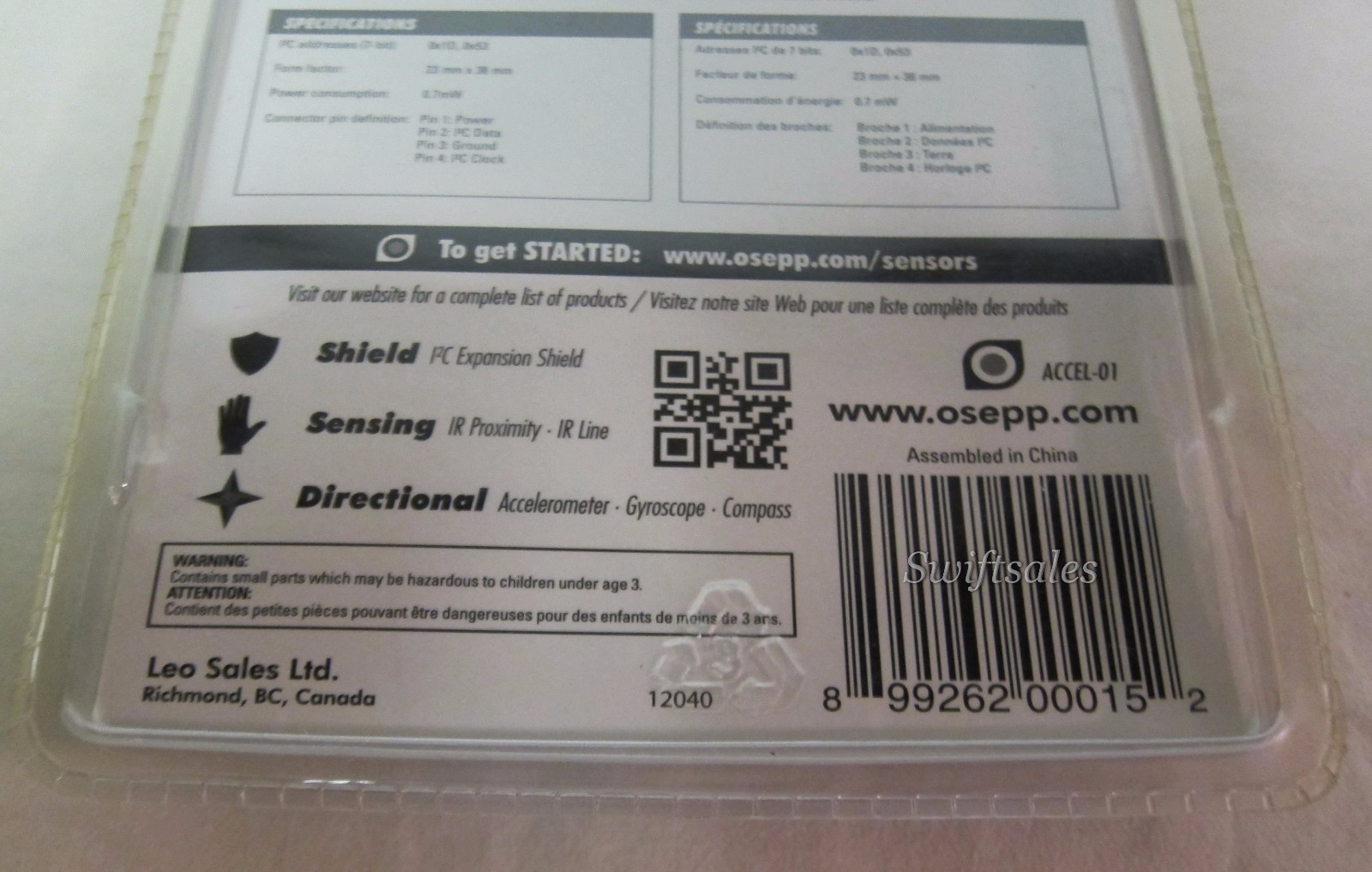 OSEPP ACCEL‑01 Arduino Compatible Accelerometer Sensor Module - New Sealed Pack