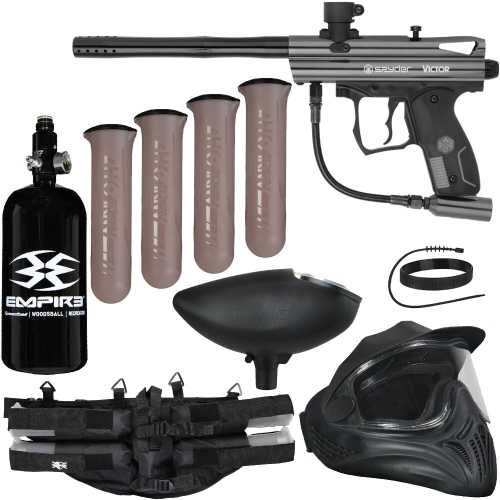 Kingman Spyder Victor Legendary Paintball Gun Kit - (Gloss Gunmetal Grey)