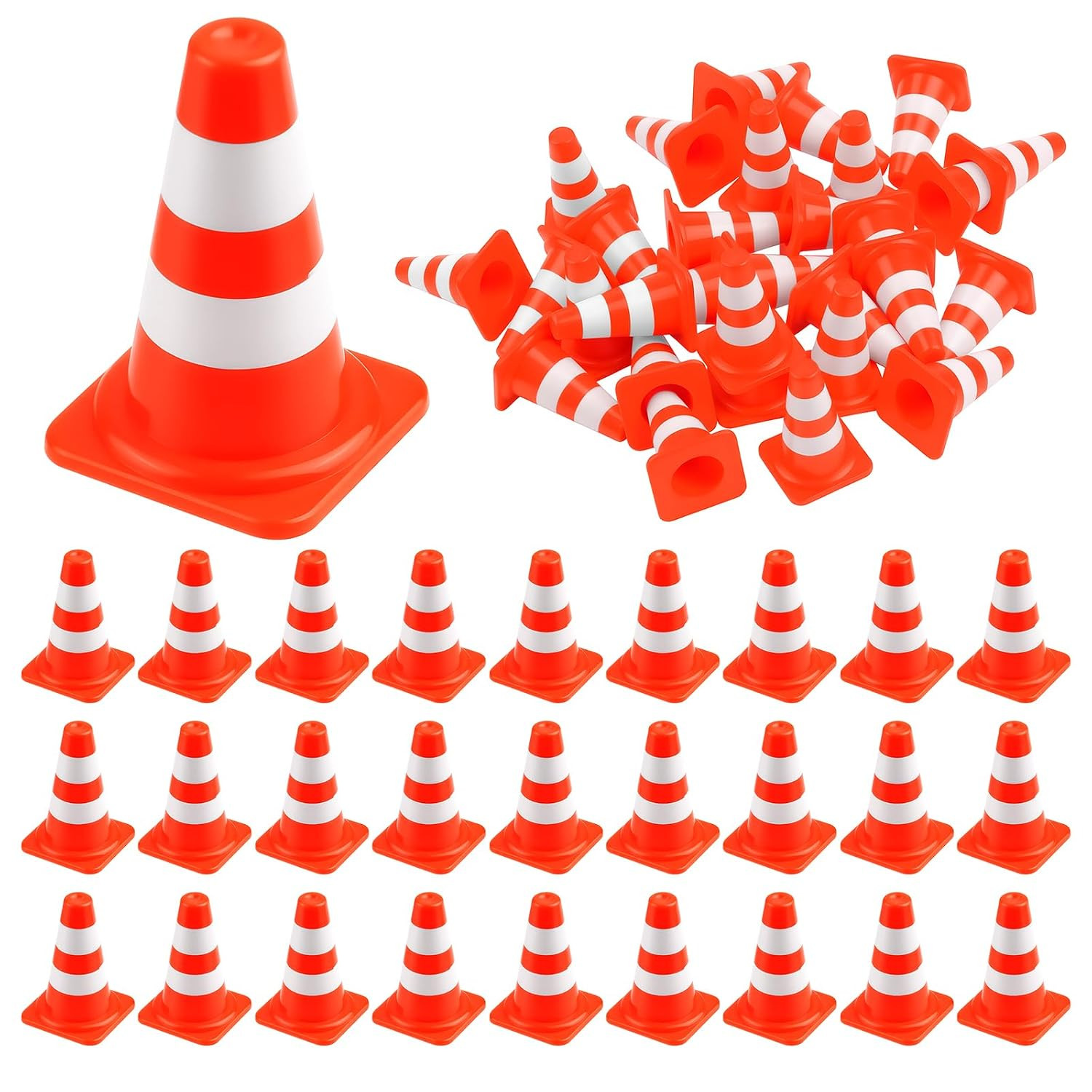 30Pcs Mini Traffic Cones, Plastic Miniature Road Safety Cones Training Small