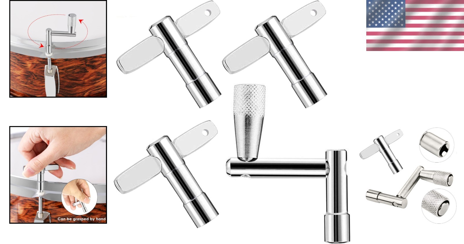 Chrome-Plated 4-Pack: Essential Drum Tuning Keys Offering Fast Performance