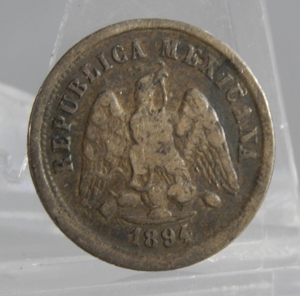 Mexico 1894 Zs Z ZsZ .9027 Fine Silver 10 Centavos Coin KM 403.10 C3317