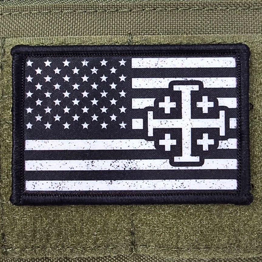 Jerusalem Patch USA Flag Moral Tactical Meme Military Army Hook & Loop 3x2