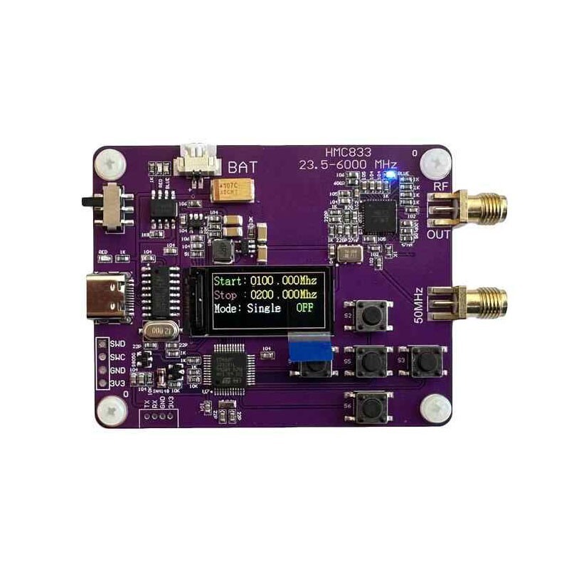 HMC833 23.5MHz-6000MHz RF Signal Generator Type-C Charge w/ 0.96'' OLED Screen