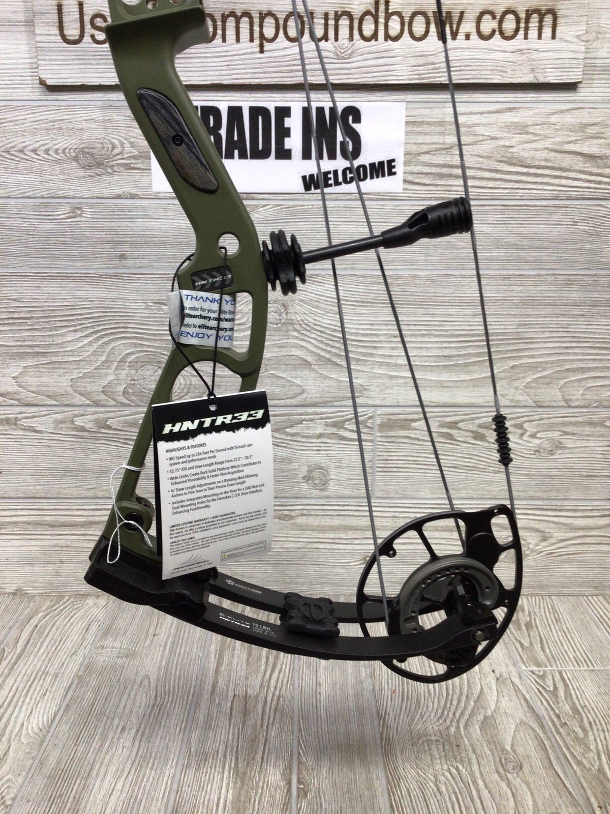 Elite HNTR33 OD green RH Bow 60-70#